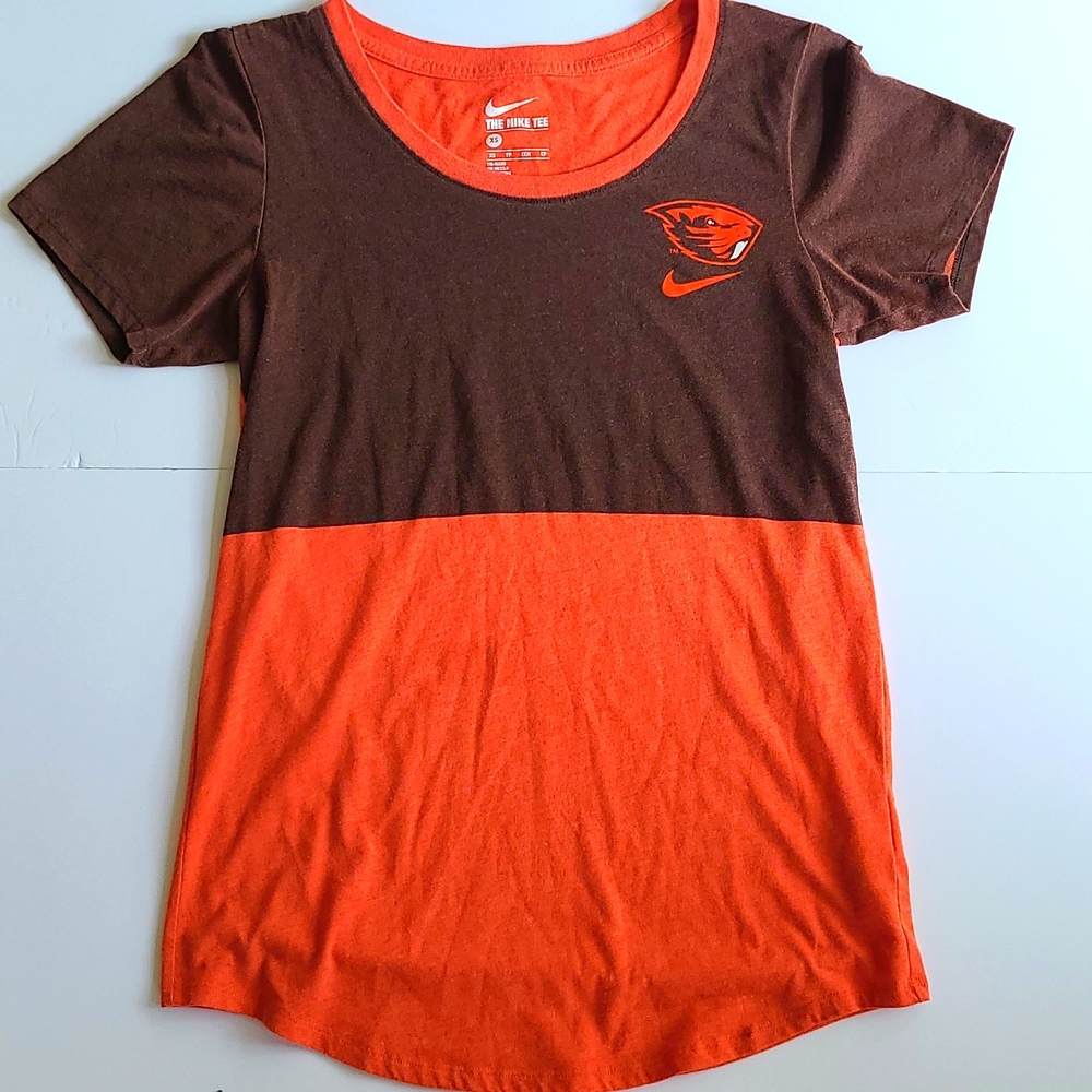 Nike XS orange brown Oregon State Beavers short sleeve crewneck tee shirt